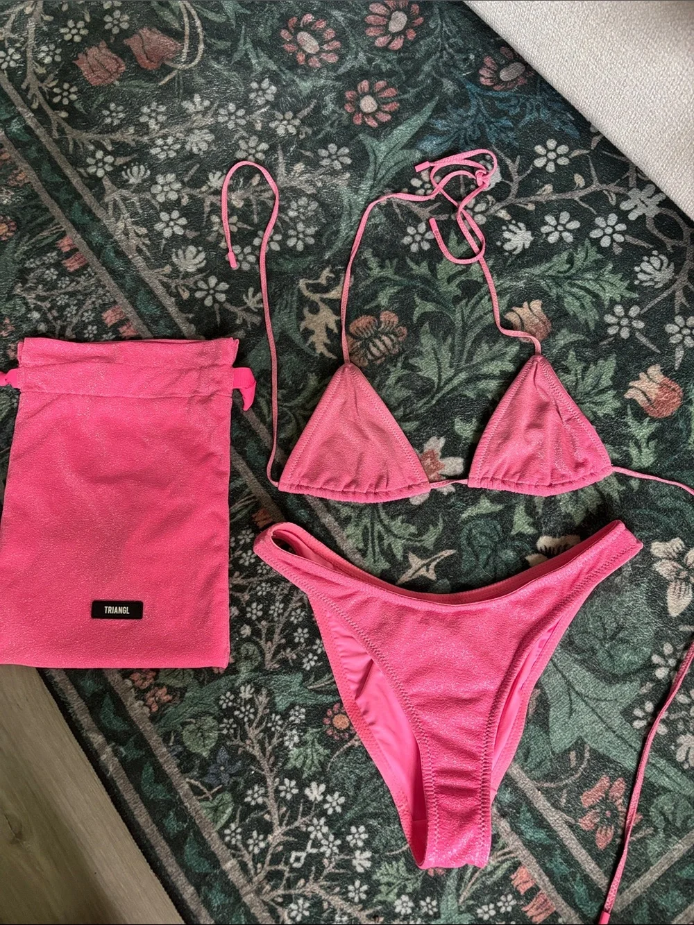 triangl swimwear Hot Pink sparkle Triangle Bikini Set